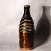 Japanese Antique Sake Bottle Tokkuri Iron Glaze Shinshu Mingei Edo Era Vase18