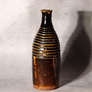 Japanese Antique Sake Bottle Tokkuri Iron Glaze Shinshu Mingei Edo Era Vase0