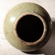 Antique Japanese Kyushu Pottery Jar Tsubo Green Ash Glaze Edo Era Wabi-sabi10