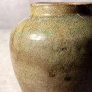 Antique Japanese Kyushu Pottery Jar Tsubo Green Ash Glaze Edo Era Wabi-sabi17