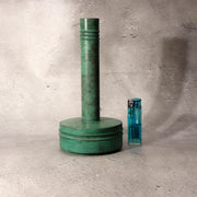 Japanese Bronze Flower Vase Orihara Kyuzaemon Green Patina Modern Ikebana Box11