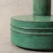 Japanese Bronze Flower Vase Orihara Kyuzaemon Green Patina Modern Ikebana Box10