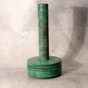 Japanese Bronze Flower Vase Orihara Kyuzaemon Green Patina Modern Ikebana Box4