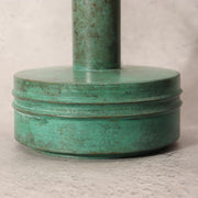 Japanese Bronze Flower Vase Orihara Kyuzaemon Green Patina Modern Ikebana Box9