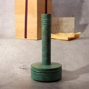 Japanese Bronze Flower Vase Orihara Kyuzaemon Green Patina Modern Ikebana Box1