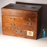 Japanese Vintage Wooden Sewing Box Haribako Tansu Chest Drawers Silk Label10