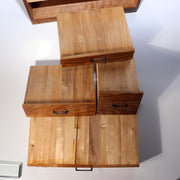 Japanese Vintage Wooden Sewing Box Haribako Tansu Chest Drawers Silk Label6