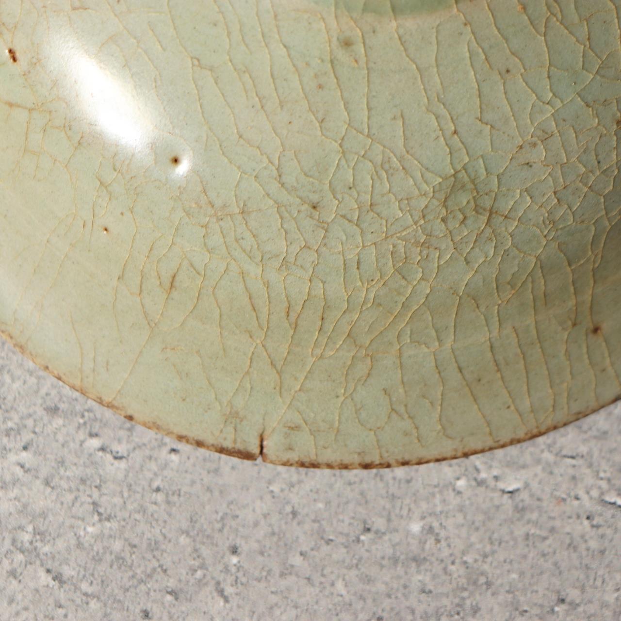 Korean Antique Late Koryo Celadon Tea Bowl Silica Spur Marks 14th C9