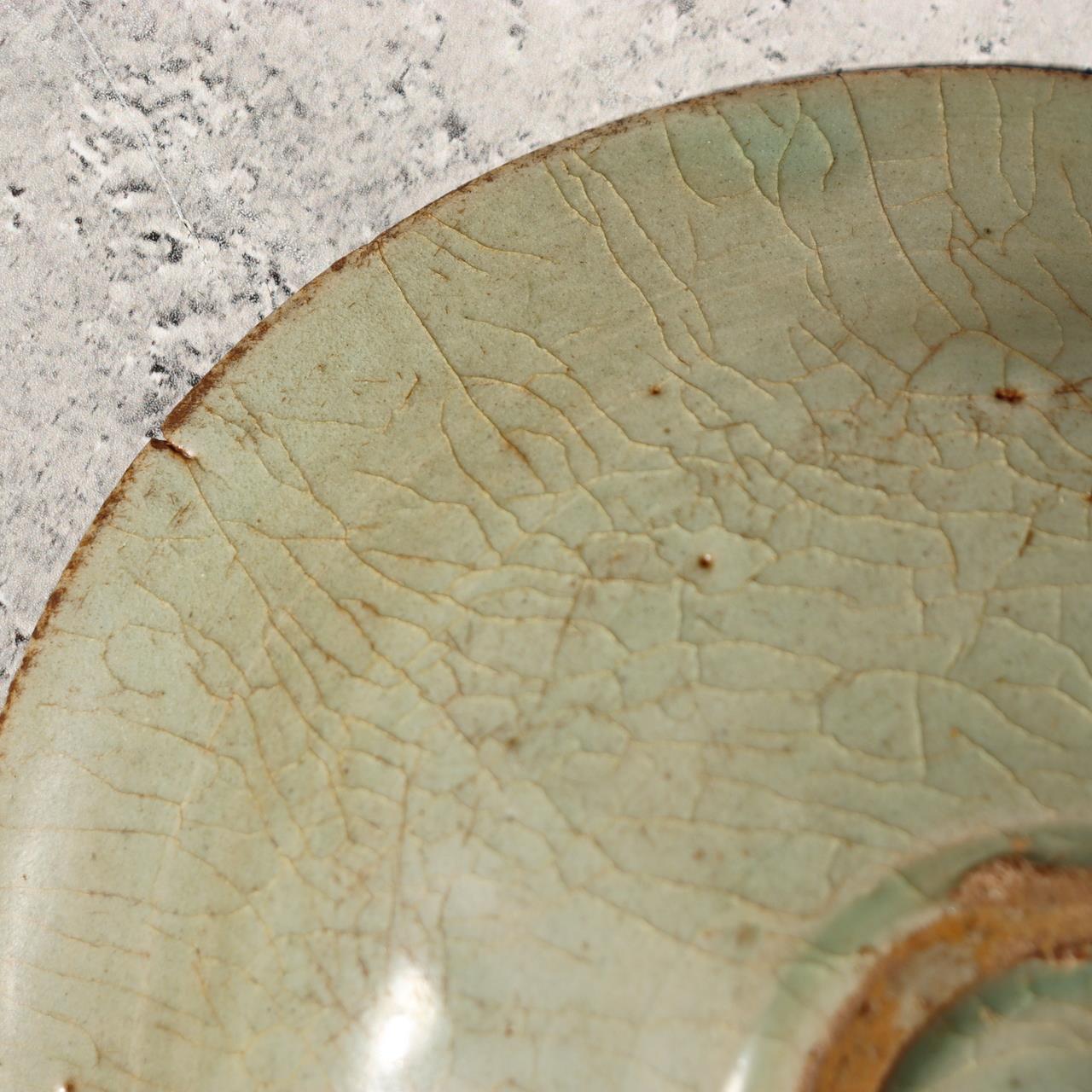 Korean Antique Late Koryo Celadon Tea Bowl Silica Spur Marks 14th C11