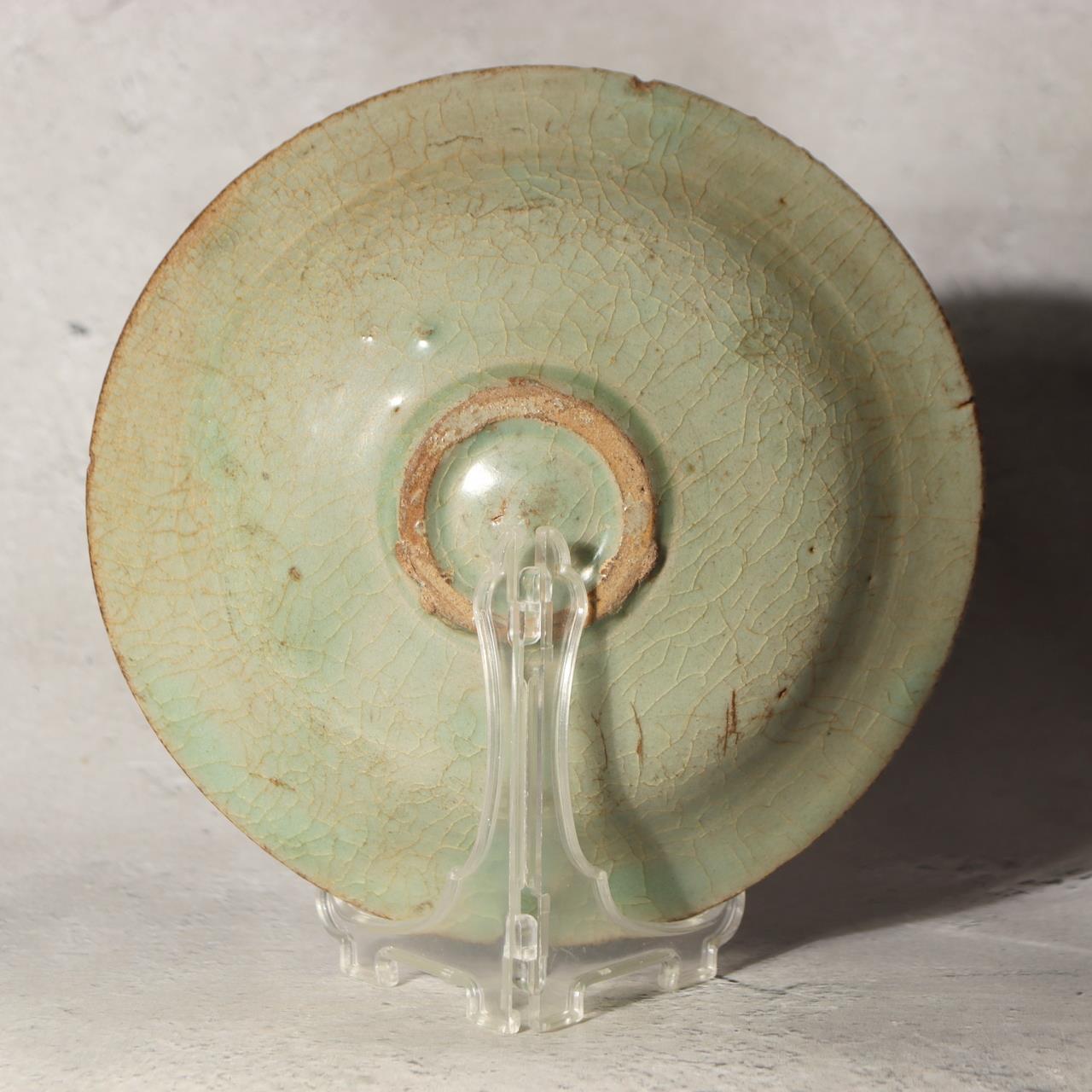 Korean Antique Late Koryo Celadon Tea Bowl Silica Spur Marks 14th C1