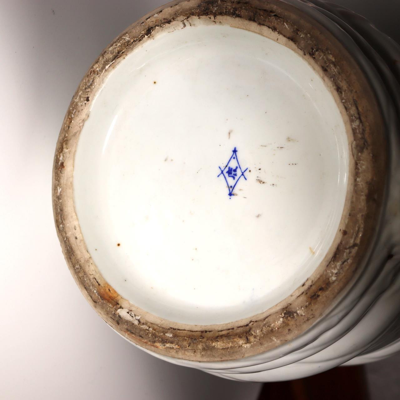 Large Japanese Porcelain Sake Barrel Server Taru Masamune Blue White 33cm 6.2kg11