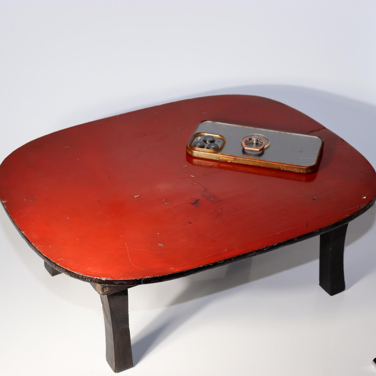 Japanese Vintage Folding Low Table Chabudai Red Lacquer Showa Retro