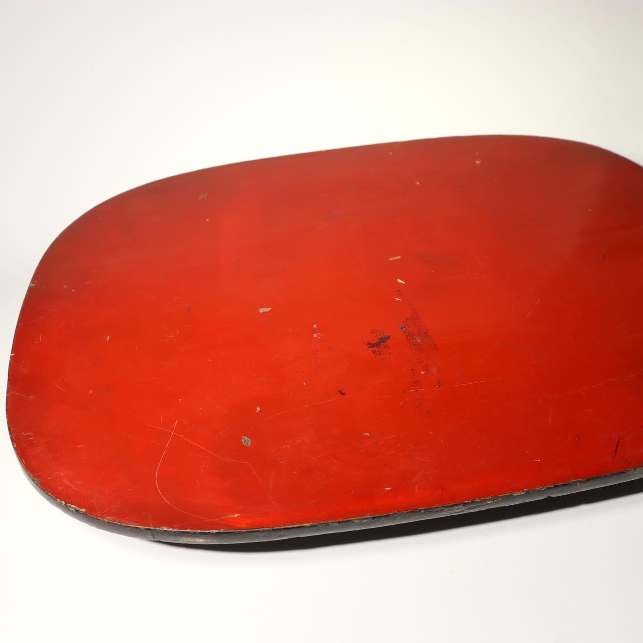 Japanese Vintage Folding Low Table Chabudai Red Lacquer Showa Retro
