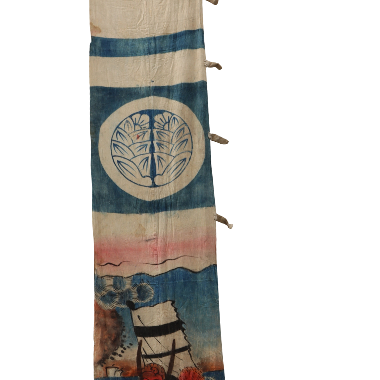 Japanese Antique Nobori Banner Samurai Warrior Musha-e Cotton 432cm Boro BRKW1583