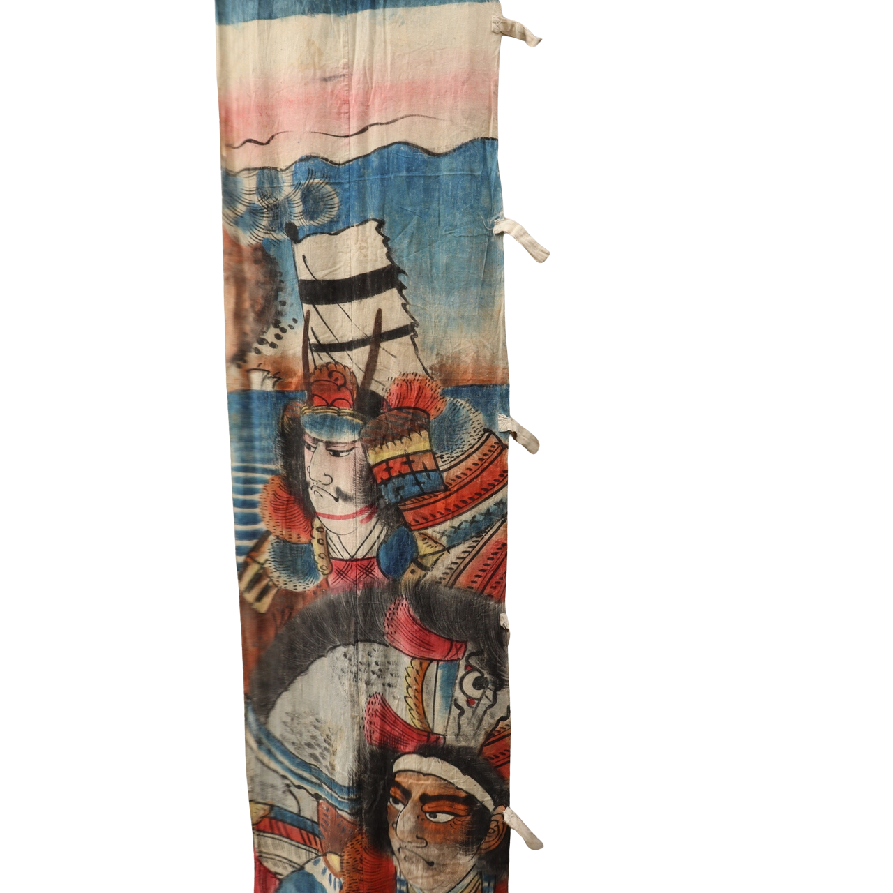 Japanese Antique Nobori Banner Samurai Warrior Musha-e Cotton 432cm Boro BRKW1582