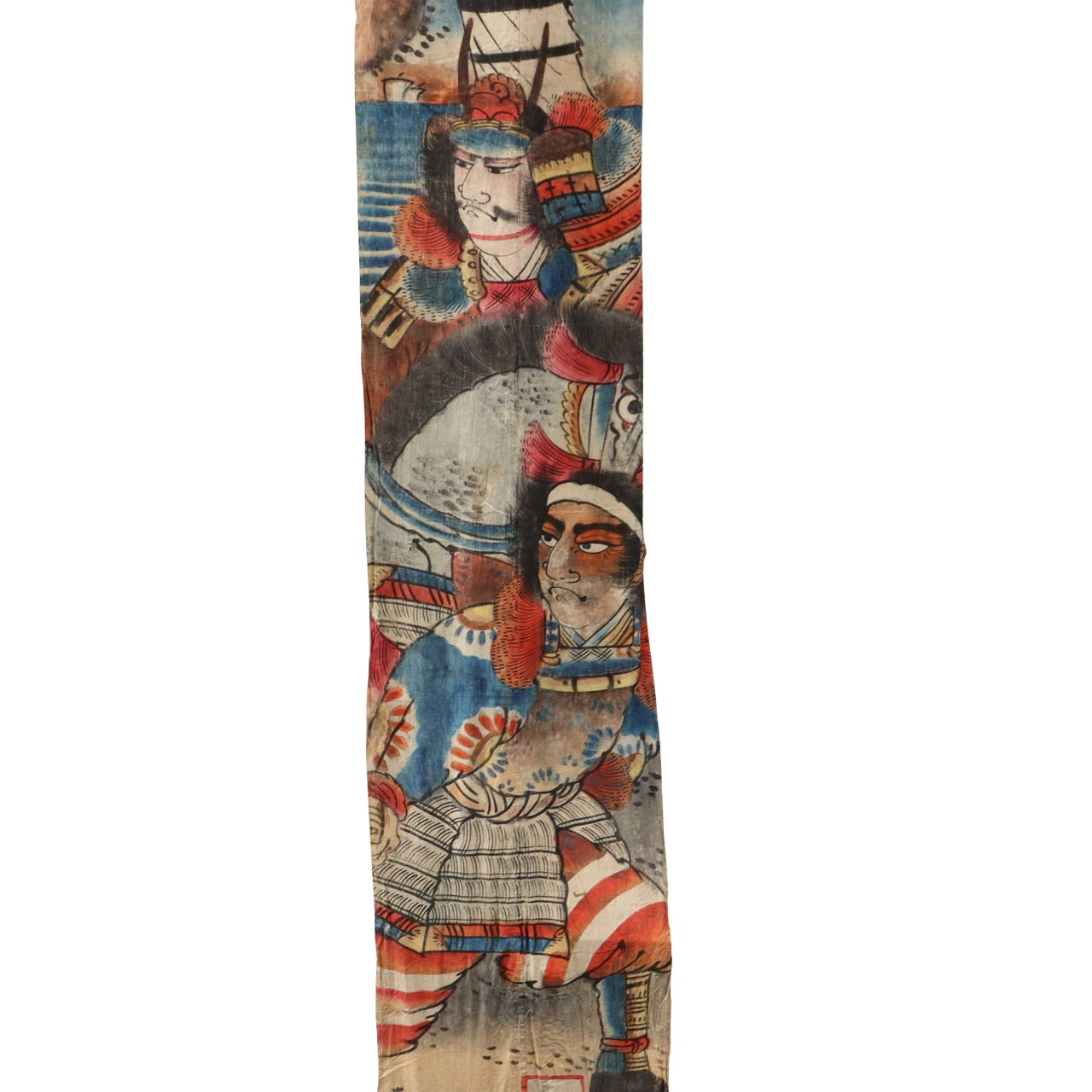 Japanese Antique Nobori Banner Samurai Warrior Musha-e Cotton 432cm Boro BRKW1580