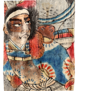 Japanese Antique Nobori Banner Samurai Warrior Musha-e Cotton 432cm Boro BRKW1584