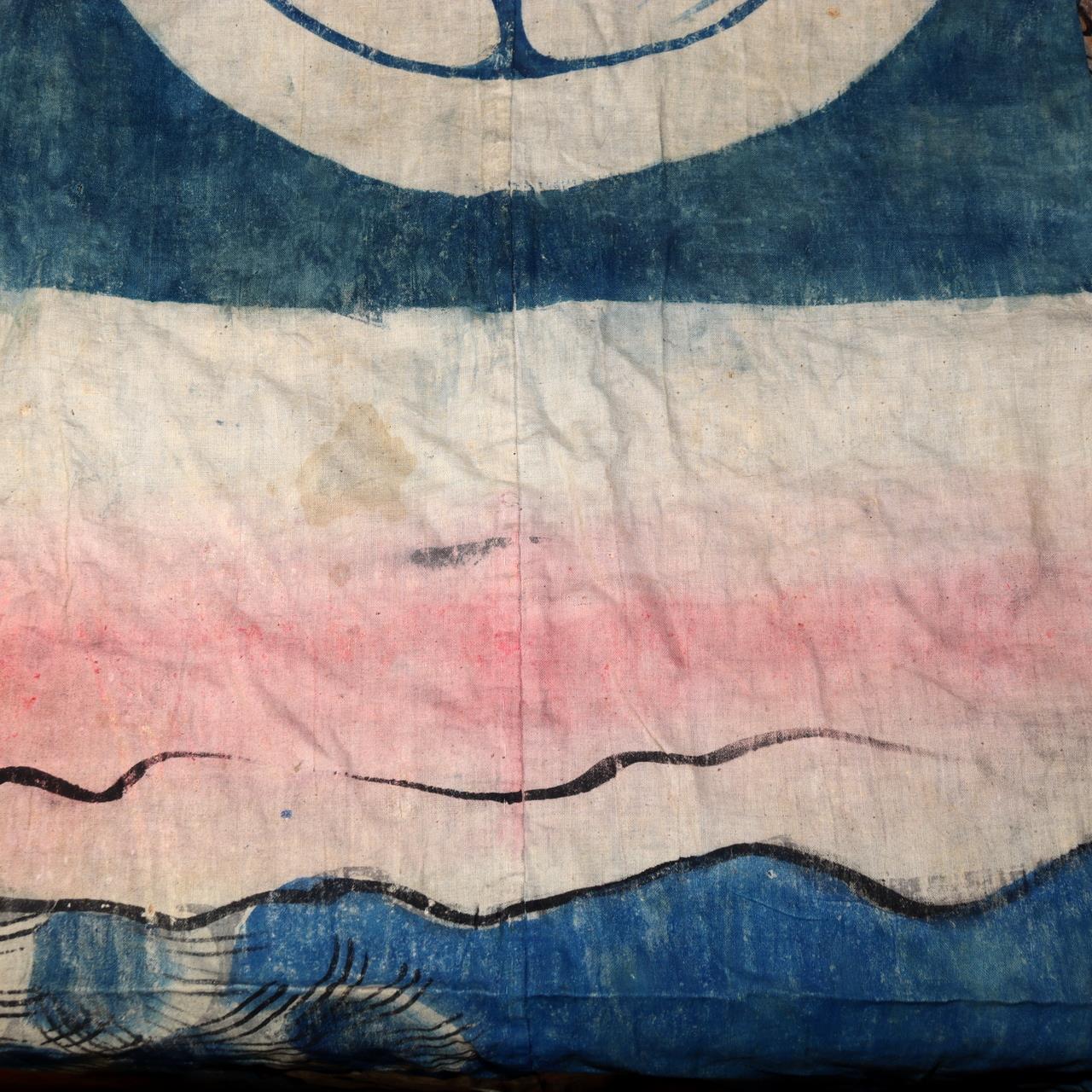 Japanese Antique Nobori Banner Samurai Warrior Musha-e Cotton 432cm Boro BRKW15819