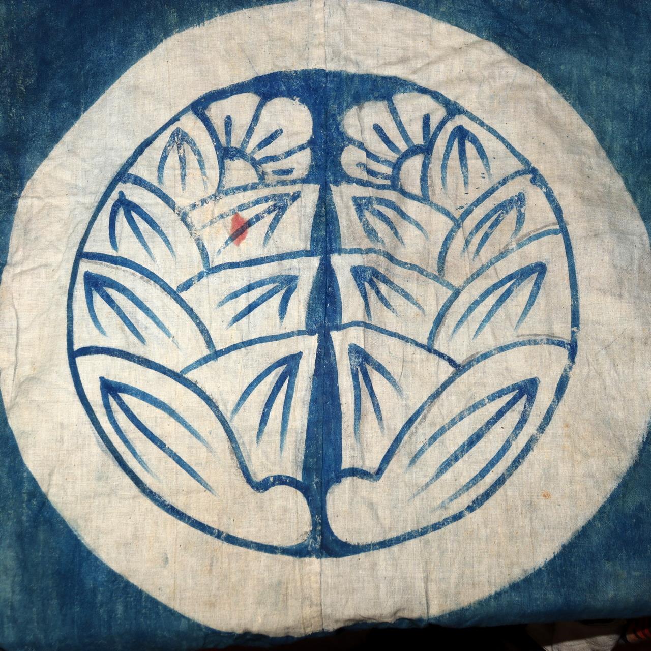 Japanese Antique Nobori Banner Samurai Warrior Musha-e Cotton 432cm Boro BRKW15815