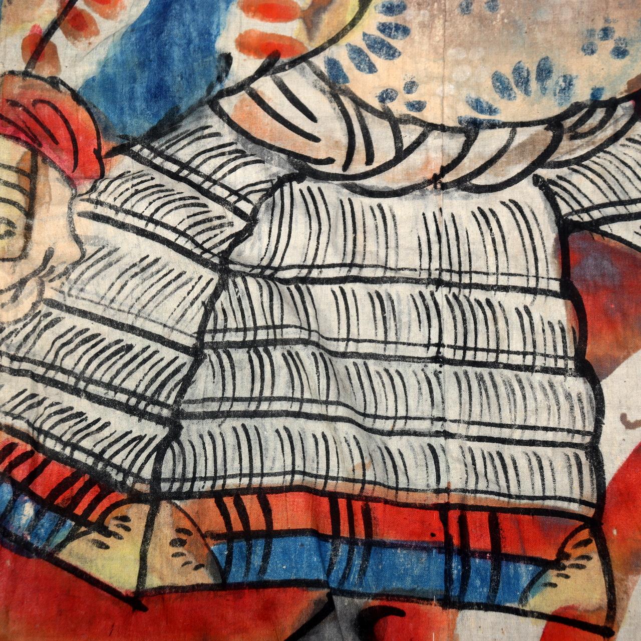 Japanese Antique Nobori Banner Samurai Warrior Musha-e Cotton 432cm Boro BRKW15811