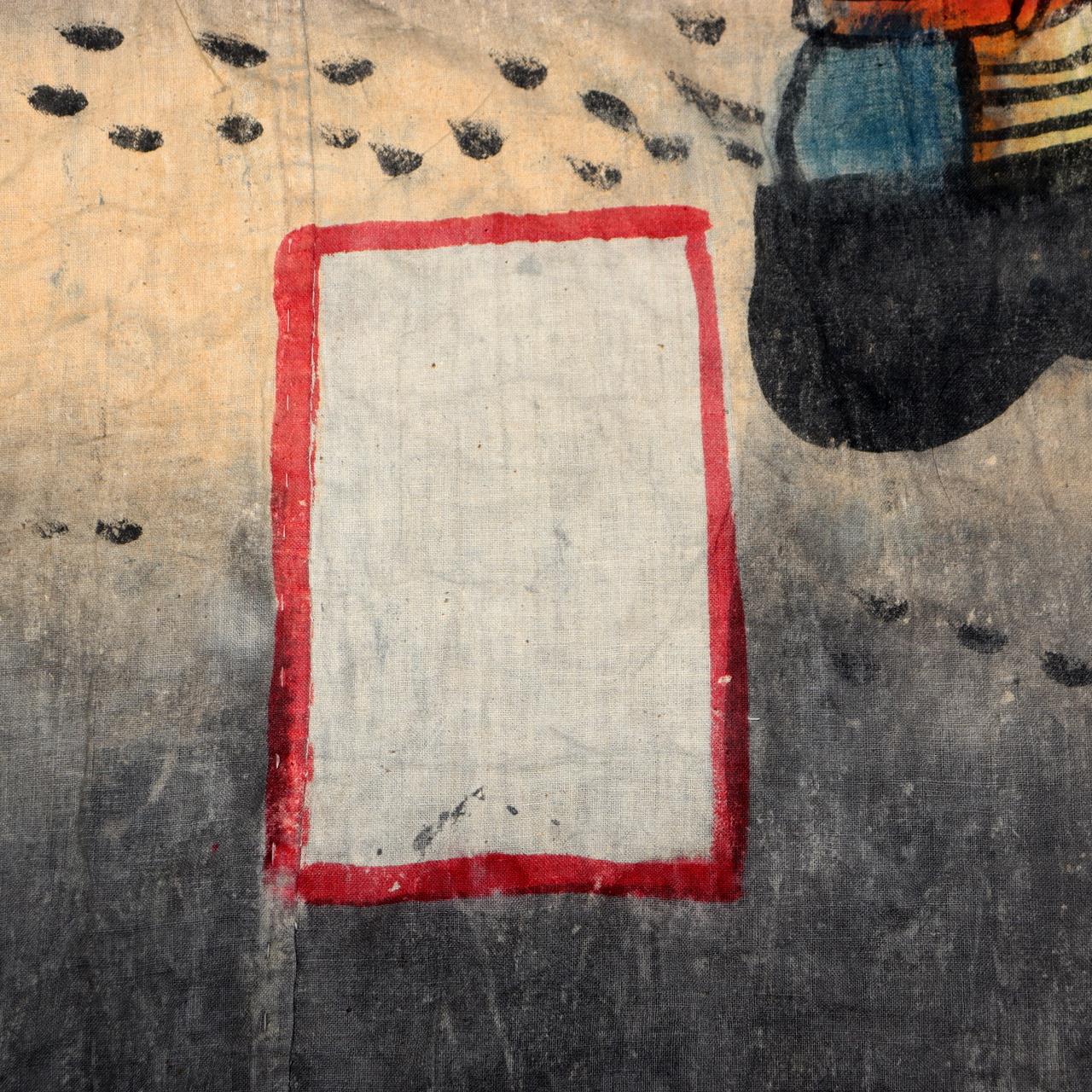 Japanese Antique Nobori Banner Samurai Warrior Musha-e Cotton 432cm Boro BRKW15810