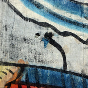 Japanese Antique Nobori Banner Samurai Warrior Musha-e Cotton 432cm Boro BRKW15816