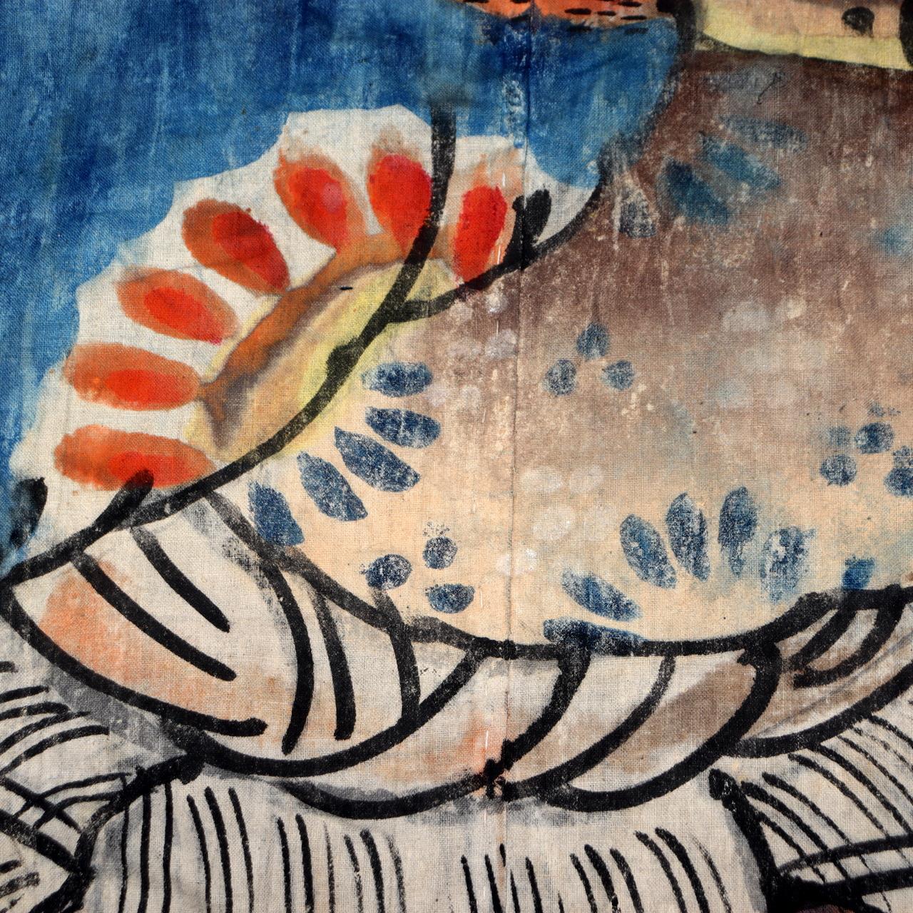 Japanese Antique Nobori Banner Samurai Warrior Musha-e Cotton 432cm Boro BRKW15817