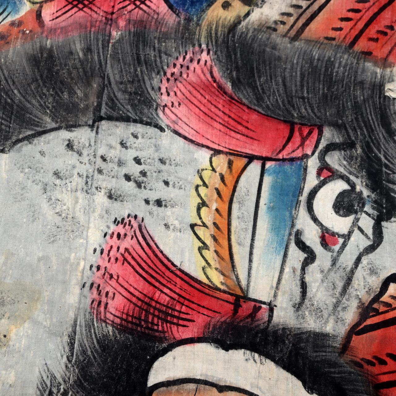 Japanese Antique Nobori Banner Samurai Warrior Musha-e Cotton 432cm Boro BRKW15821