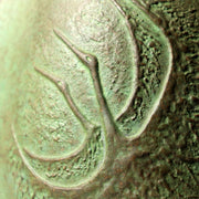 Japanese Vintage Bronze Flower Vase Ikebana Crane Bird Green Patina 18.5cm BV71610