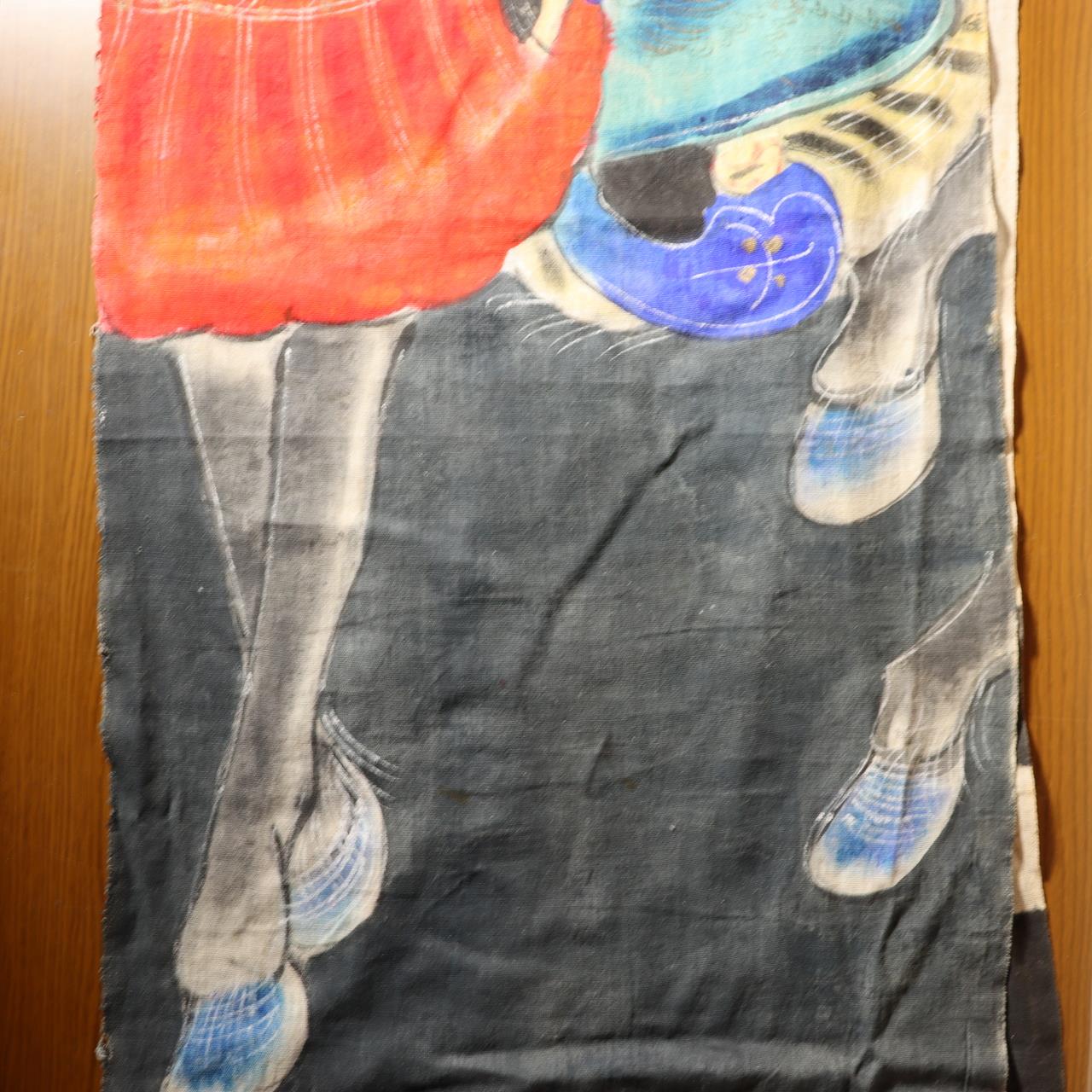 Japanese Antique Nobori Banner Samurai Horse Musha-e Cotton 396cm Boro BRKW160B7