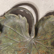 Japanese Vintage Bronze Leaf Plate Tray Grape Vine Verdigris Patina 20cm BOSa038