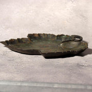 Japanese Vintage Bronze Leaf Plate Tray Grape Vine Verdigris Patina 20cm BOSa033
