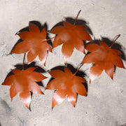 Japanese Vintage Copper Plate Saucer Set 5 Maple Leaf Momiji Signed Takaoka3