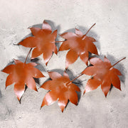 Japanese Vintage Copper Plate Saucer Set 5 Maple Leaf Momiji Signed Takaoka4