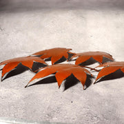 Japanese Vintage Copper Plate Saucer Set 5 Maple Leaf Momiji Signed Takaoka13