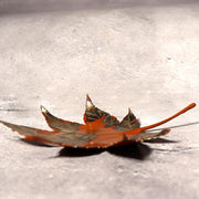 Japanese Vintage Copper Plate Saucer Set 5 Maple Leaf Momiji Signed Takaoka15