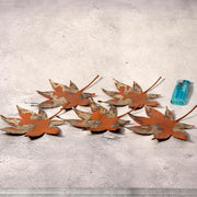 Japanese Vintage Copper Plate Saucer Set 5 Maple Leaf Momiji Signed Takaoka6