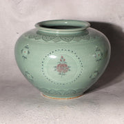 Korean Goryeo Celadon Vase Jar Koam Nam Jung-sik Signed Chrysanthemum Box 19881