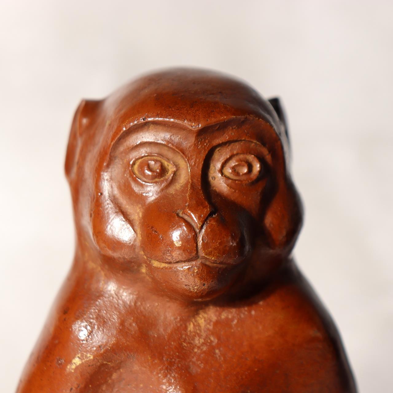 Japanese Bronze Statue Monkey Okimono Zodiac Signed Marutani Tando Art BOSa0912