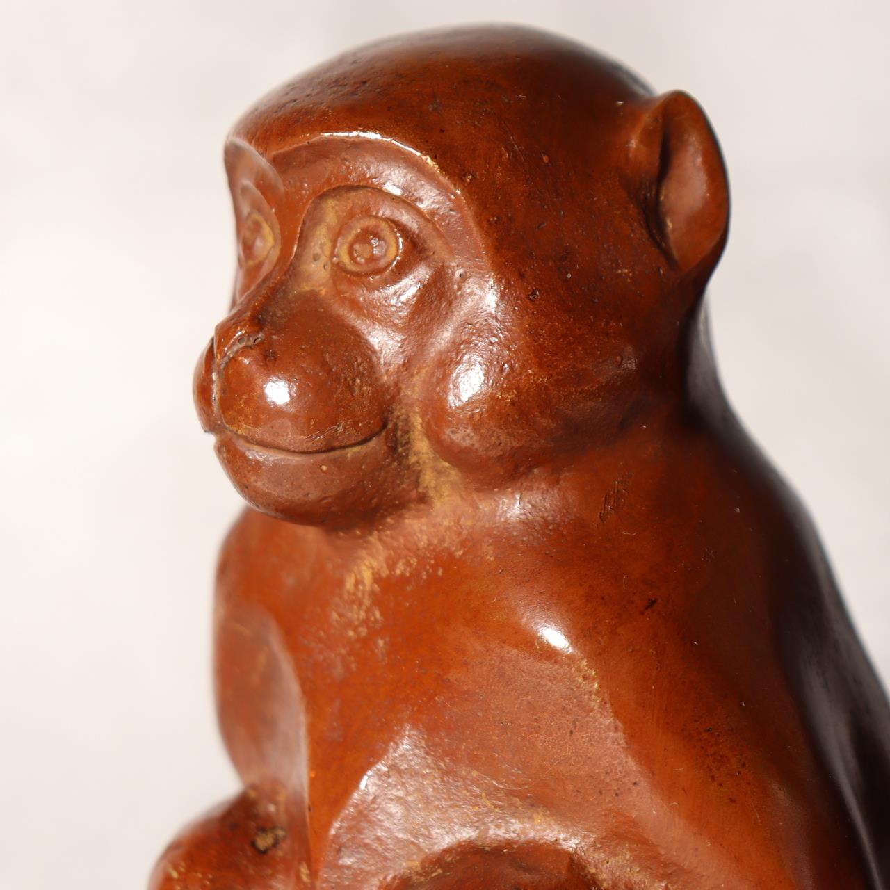 Japanese Bronze Statue Monkey Okimono Zodiac Signed Marutani Tando Art BOSa0913