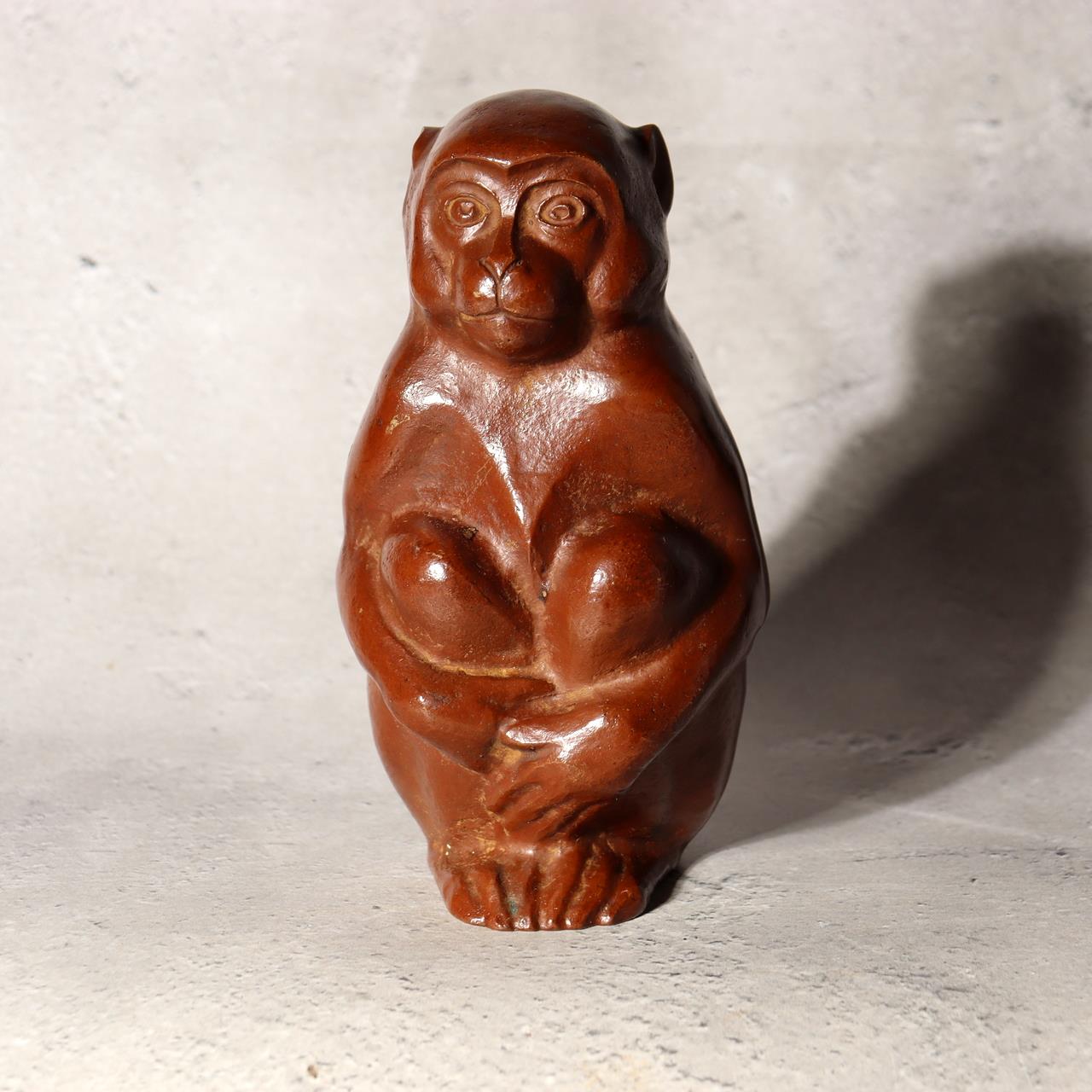 Japanese Bronze Statue Monkey Okimono Zodiac Signed Marutani Tando Art BOSa091