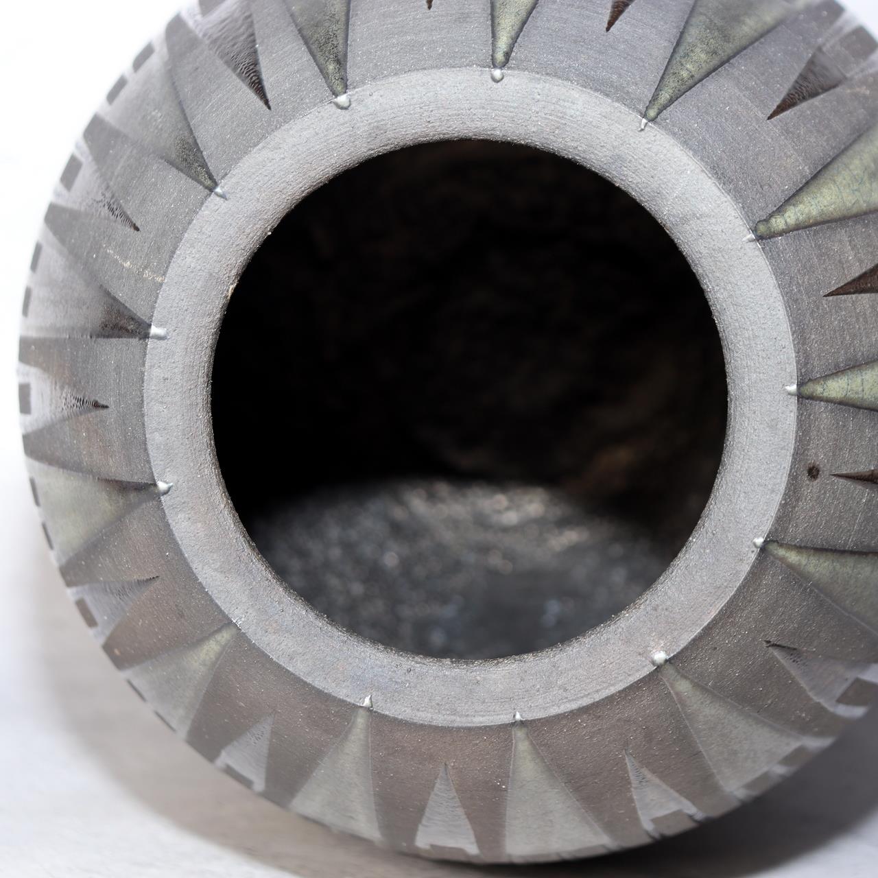 Japanese Otani Ware Flower Vase Ibushi Smoked Pottery Yano Kanichi Modern 28cm12