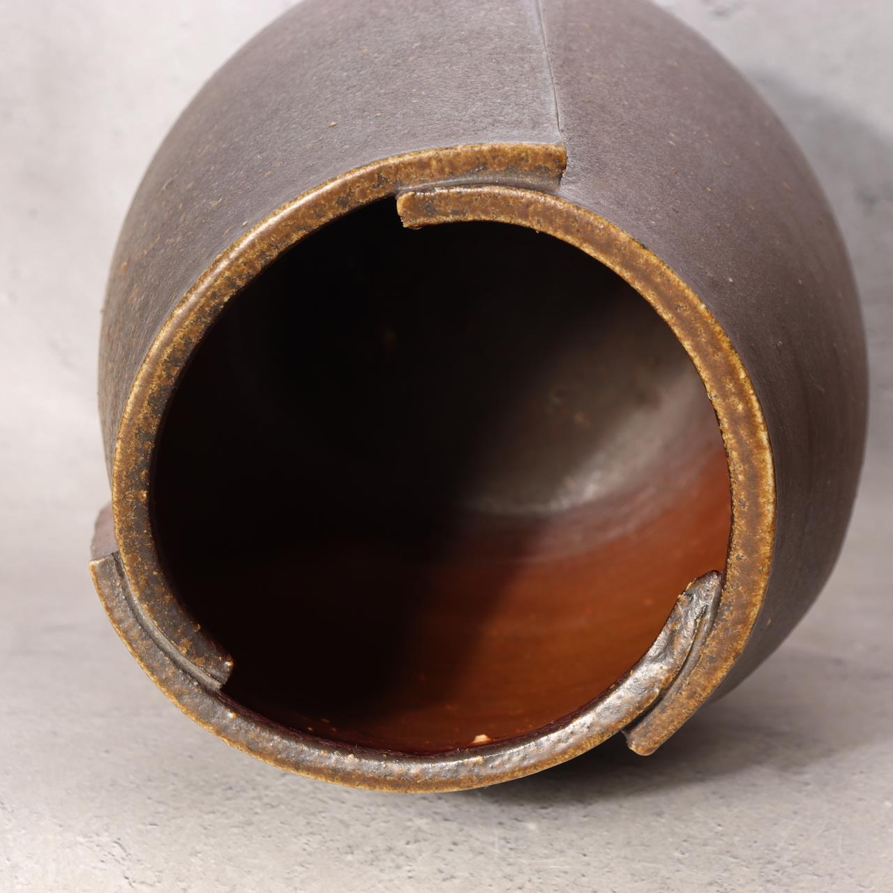 Japanese Bizen Ware Flower Vase Tripod Ikebana Matsui Tomoyuki Important Artist8