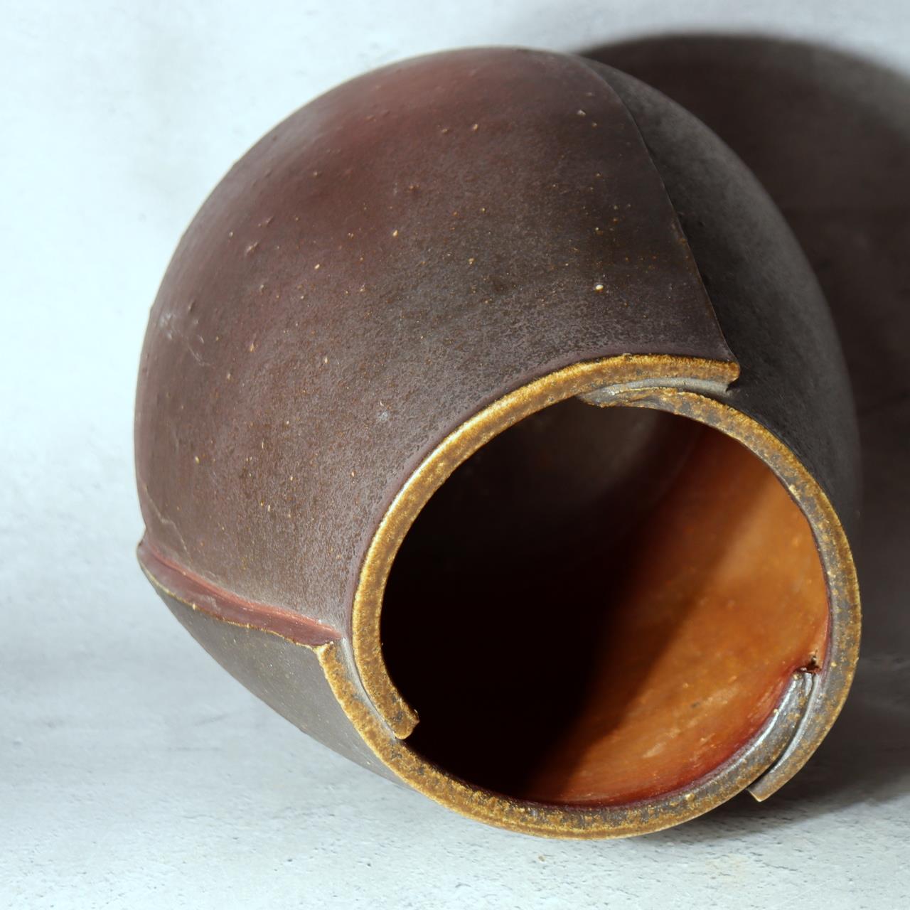 Japanese Bizen Ware Flower Vase Tripod Ikebana Matsui Tomoyuki Important Artist14