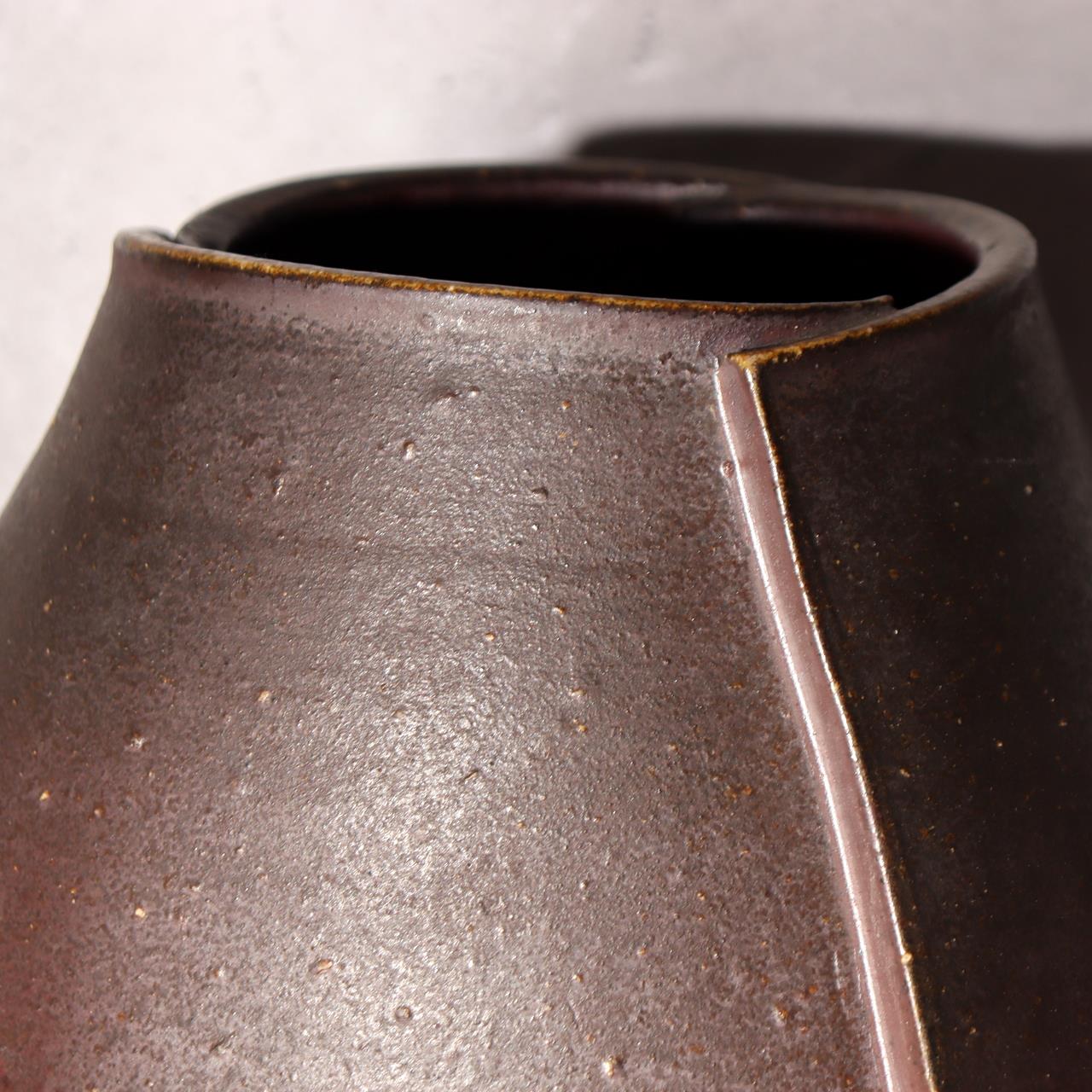 Japanese Bizen Ware Flower Vase Tripod Ikebana Matsui Tomoyuki Important Artist9