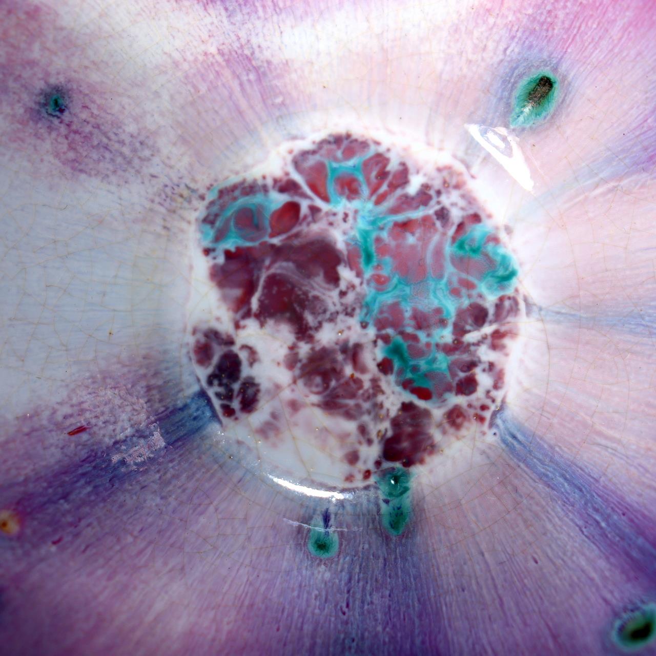 Japanese Tea Bowl Chawan Matcha Peacock Tenmoku Glaze Matsuyama Gaei Signed Box16