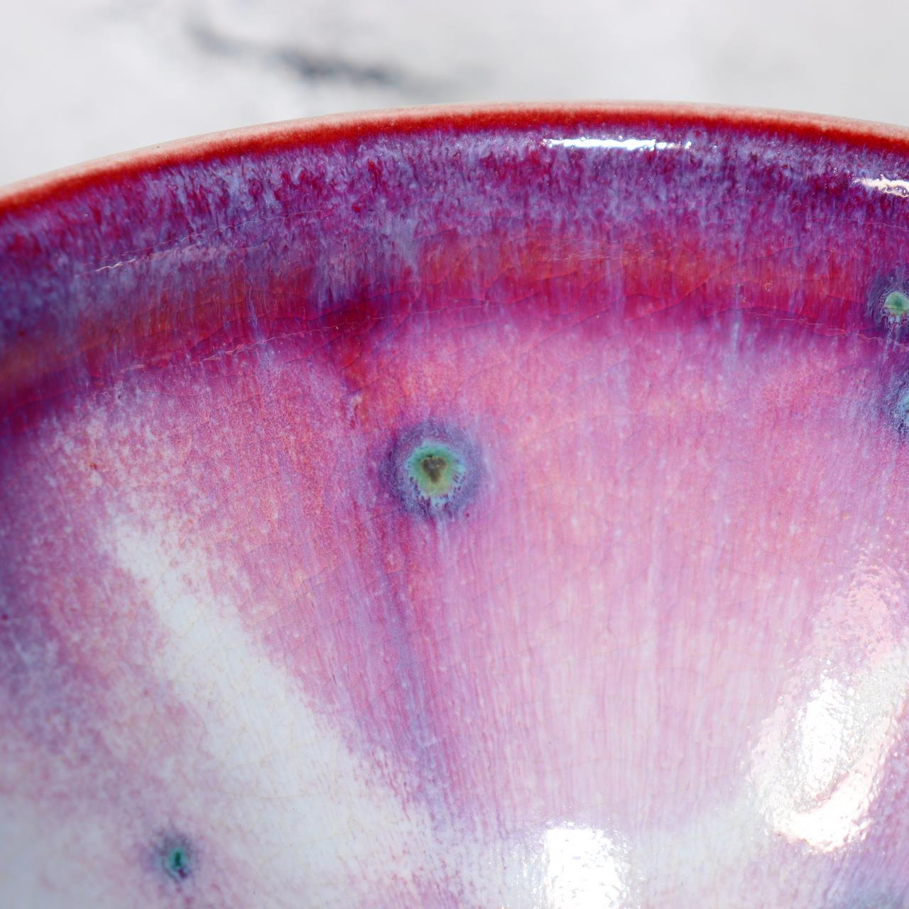 Japanese Tea Bowl Chawan Matcha Peacock Tenmoku Glaze Matsuyama Gaei Signed Box17