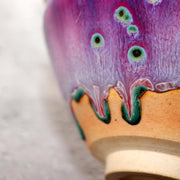 Japanese Tea Bowl Chawan Matcha Peacock Tenmoku Glaze Matsuyama Gaei Signed Box18