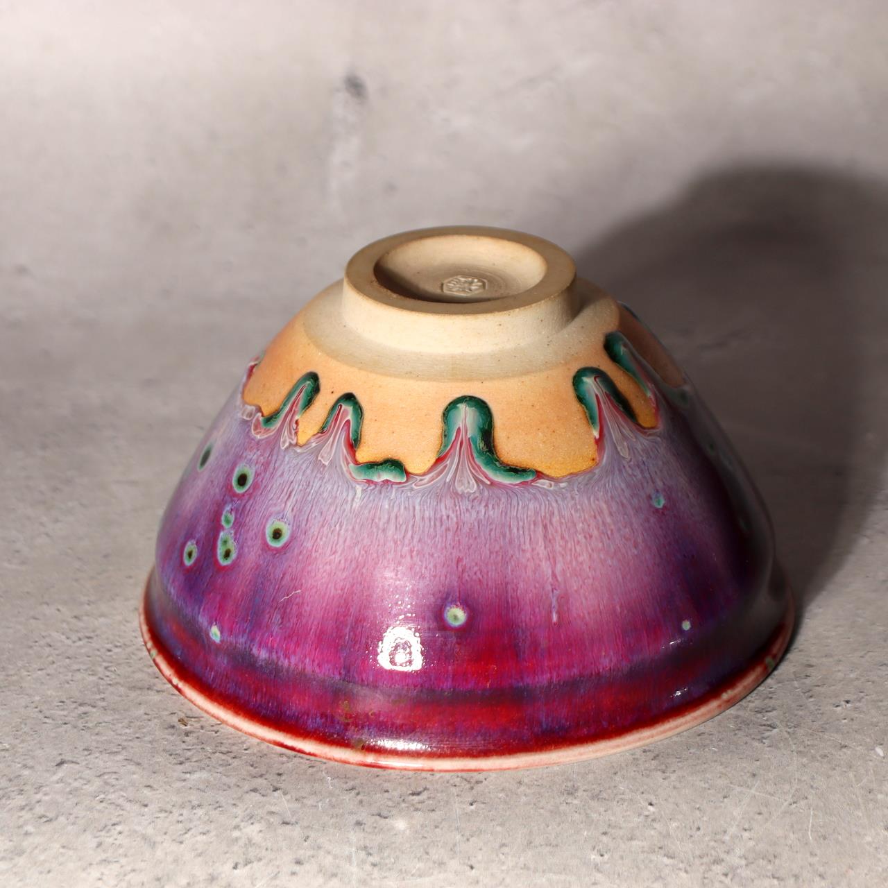 Japanese Tea Bowl Chawan Matcha Peacock Tenmoku Glaze Matsuyama Gaei Signed Box8