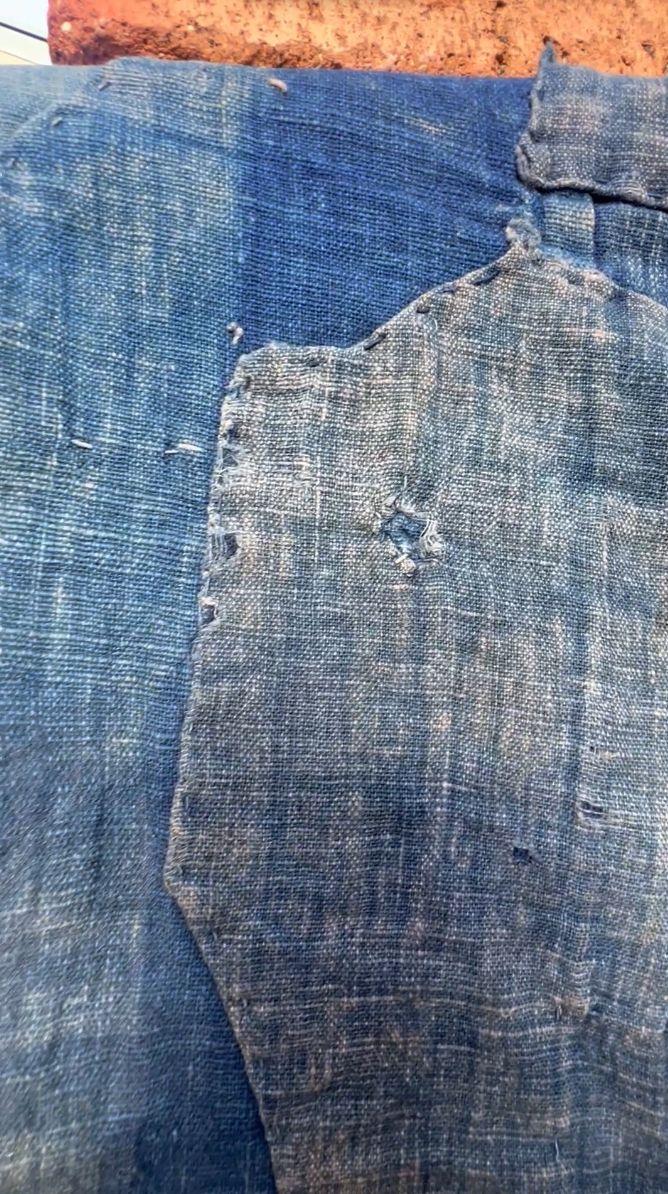 Authentic Japanese Antique BORO Indigo Patchwork Textile Moon Motifs Folk Cloth18